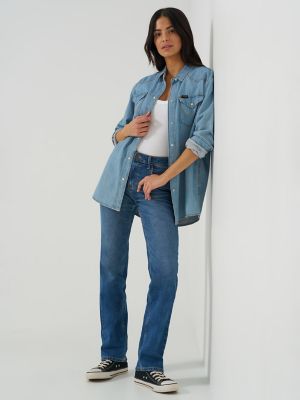 Women's Wrangler® High Rise True Straight Leg Jean in Ocean Medium