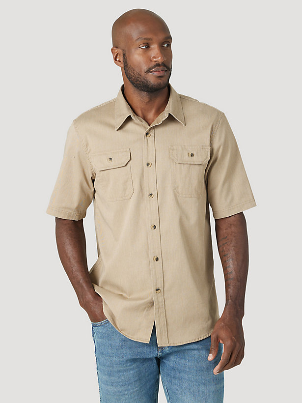 Wrangler® Men's Epic Soft™ Flex Twill Shirt in Elmwood Heather