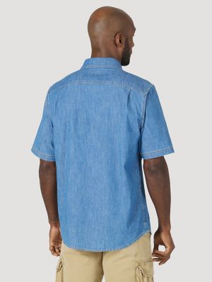 wrangler short sleeve denim shirt