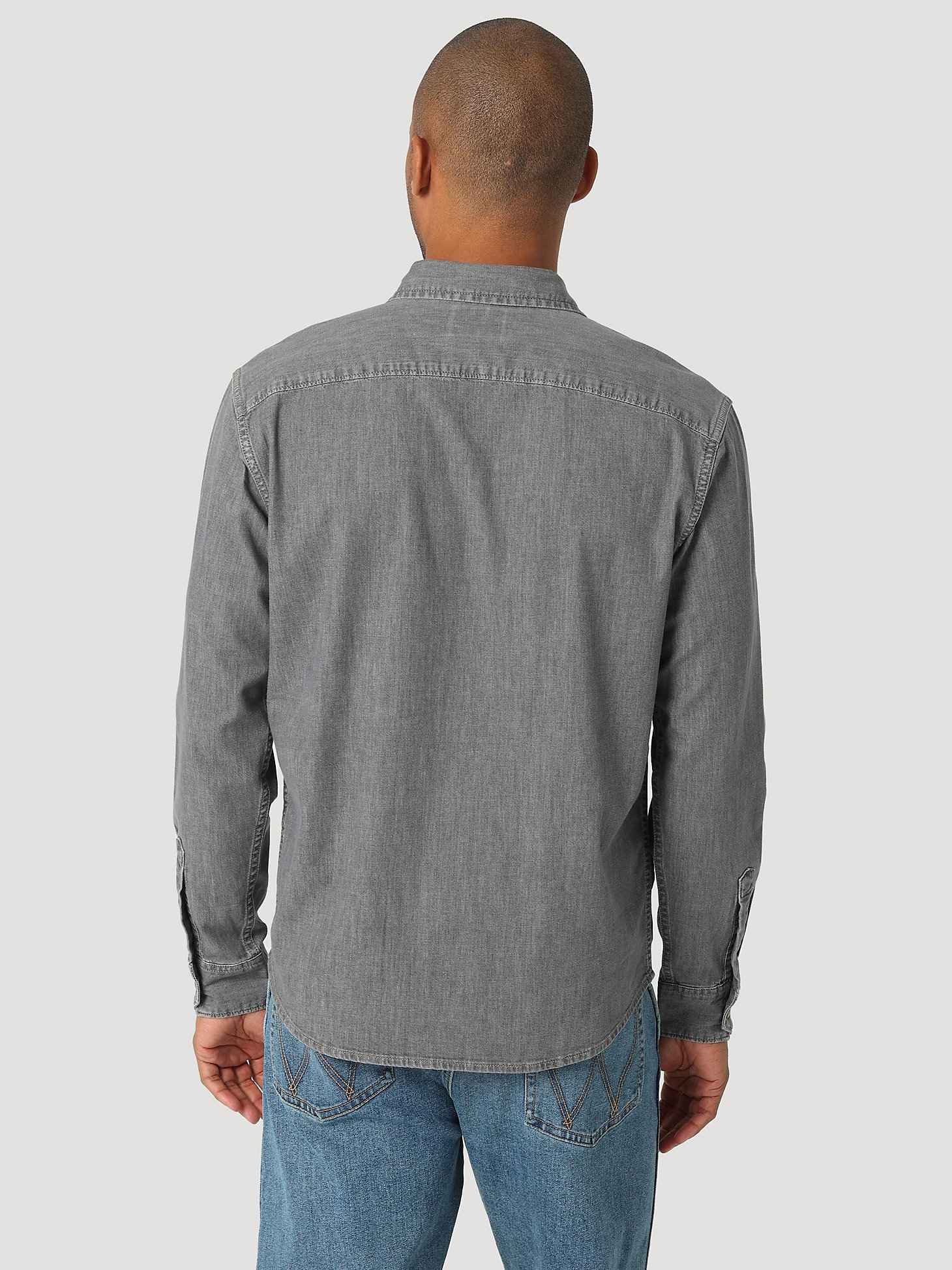 Men's Denim Western Snap Front Shirt in Grey Denim alternative view 1