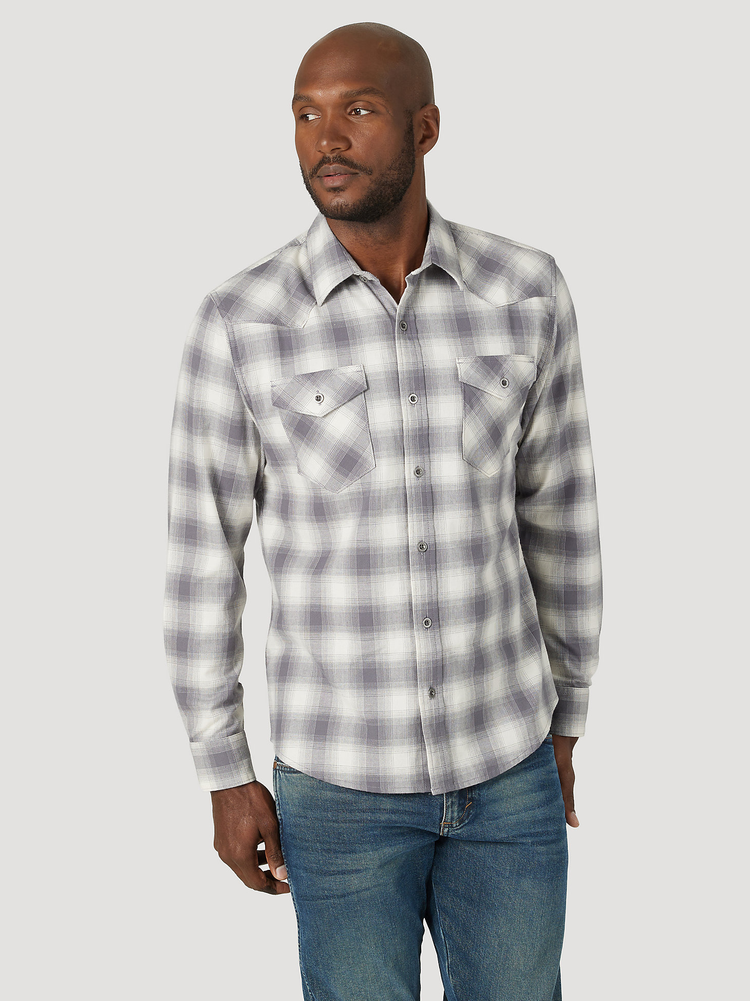 Mens Button Down Long Sleeve Flannel Shirt Charcoal/Black, X-Large