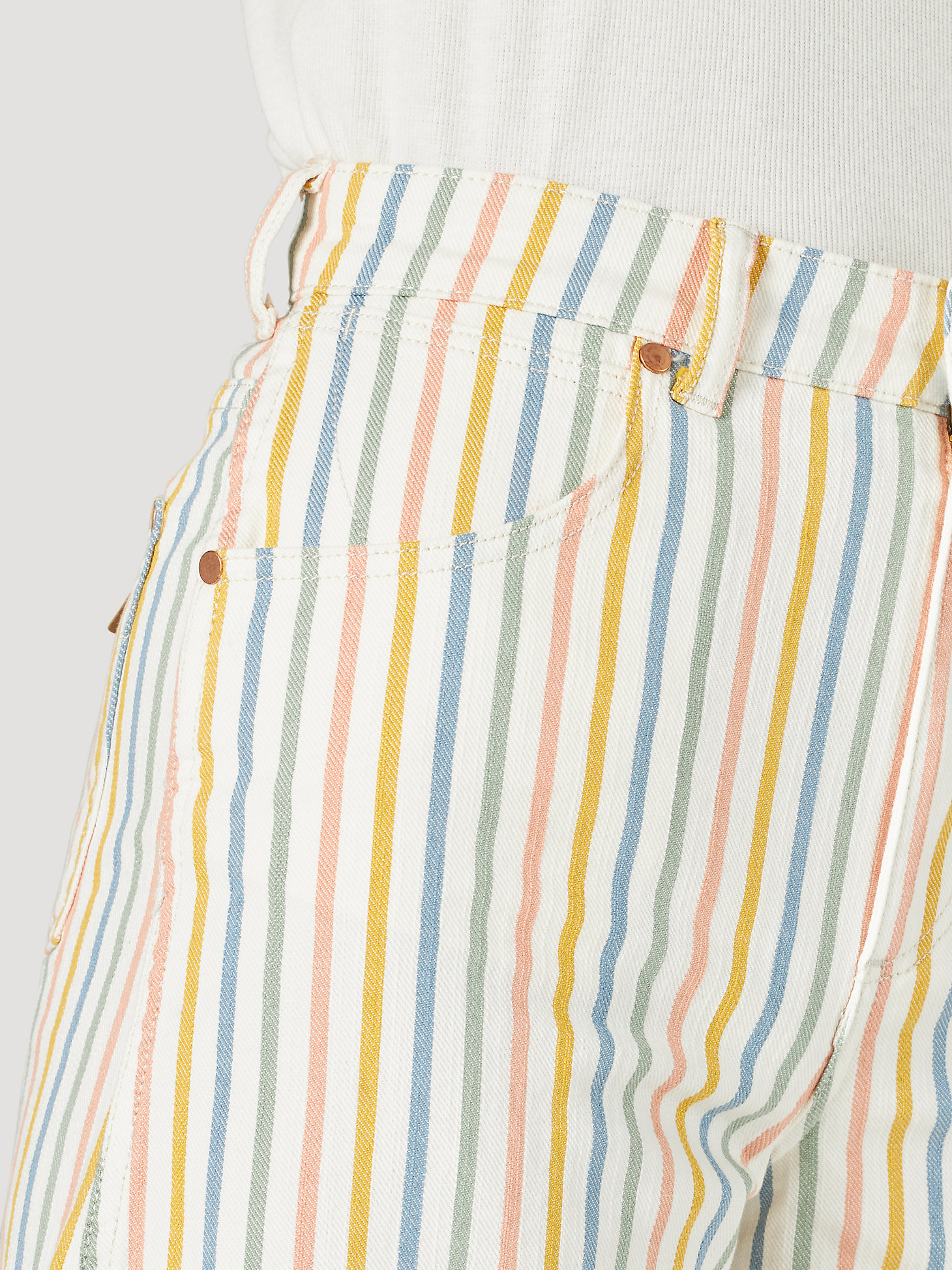 Women's A-line Cutoff Frayed Stripe Short in Rainbow Stripe alternative view 4