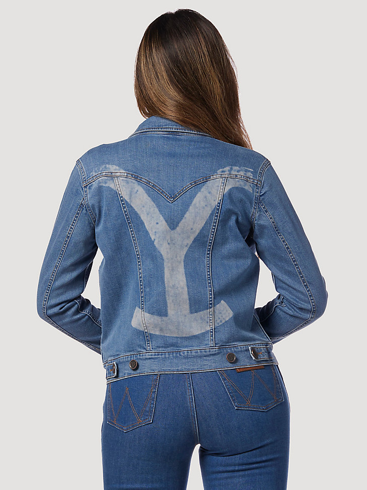 Wrangler x Yellowstone Women's Laser Denim Jacket in Medium Wash alternative view