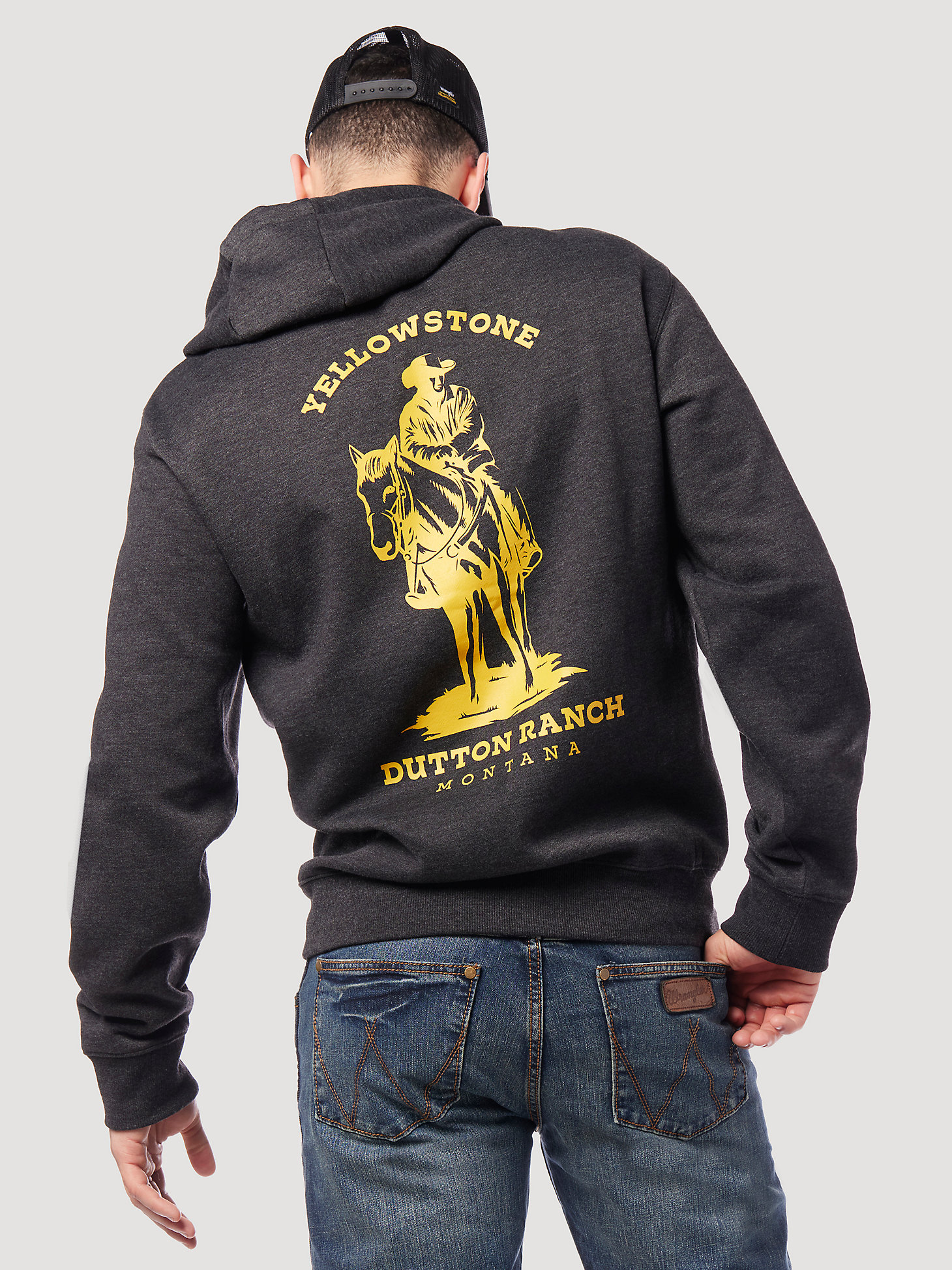 Wrangler x Yellowstone Dutton Ranch Hoodie in Charcoal Heather alternative view 1