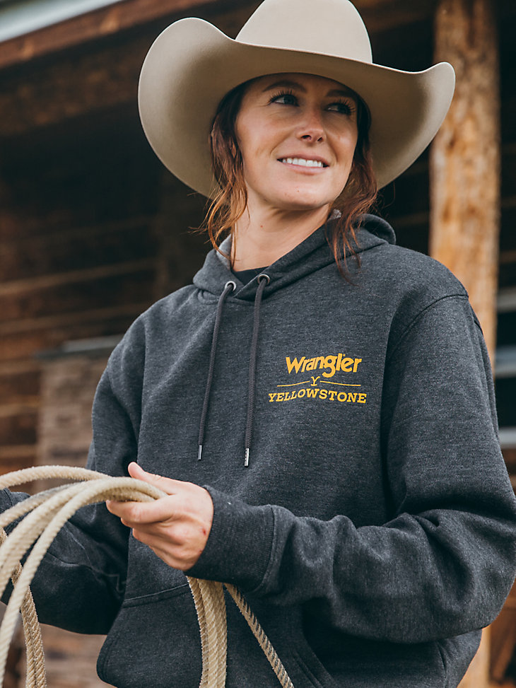 Wrangler x Yellowstone Dutton Ranch Hoodie in Charcoal Heather alternative view 4