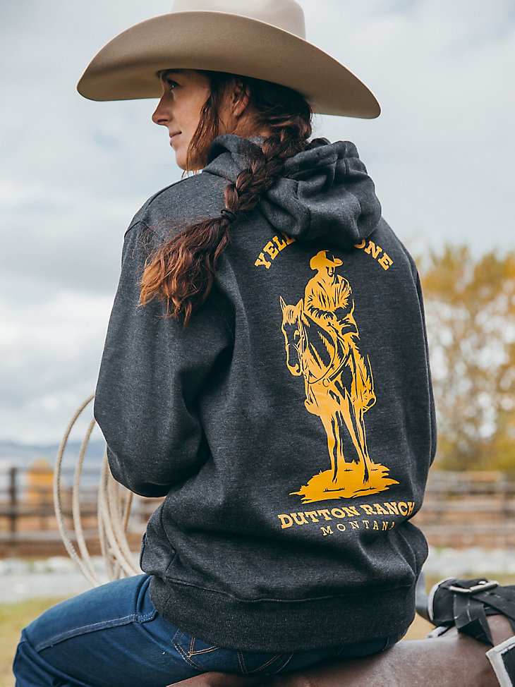 Wrangler x Yellowstone Dutton Ranch Hoodie in Charcoal Heather alternative view 5