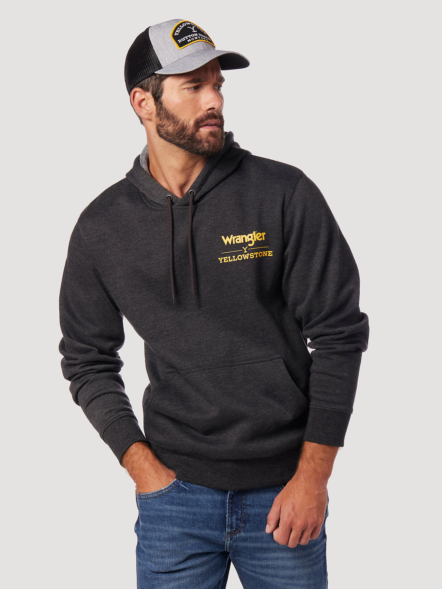 Wrangler x Yellowstone Dutton Ranch Hoodie in Charcoal Heather main view