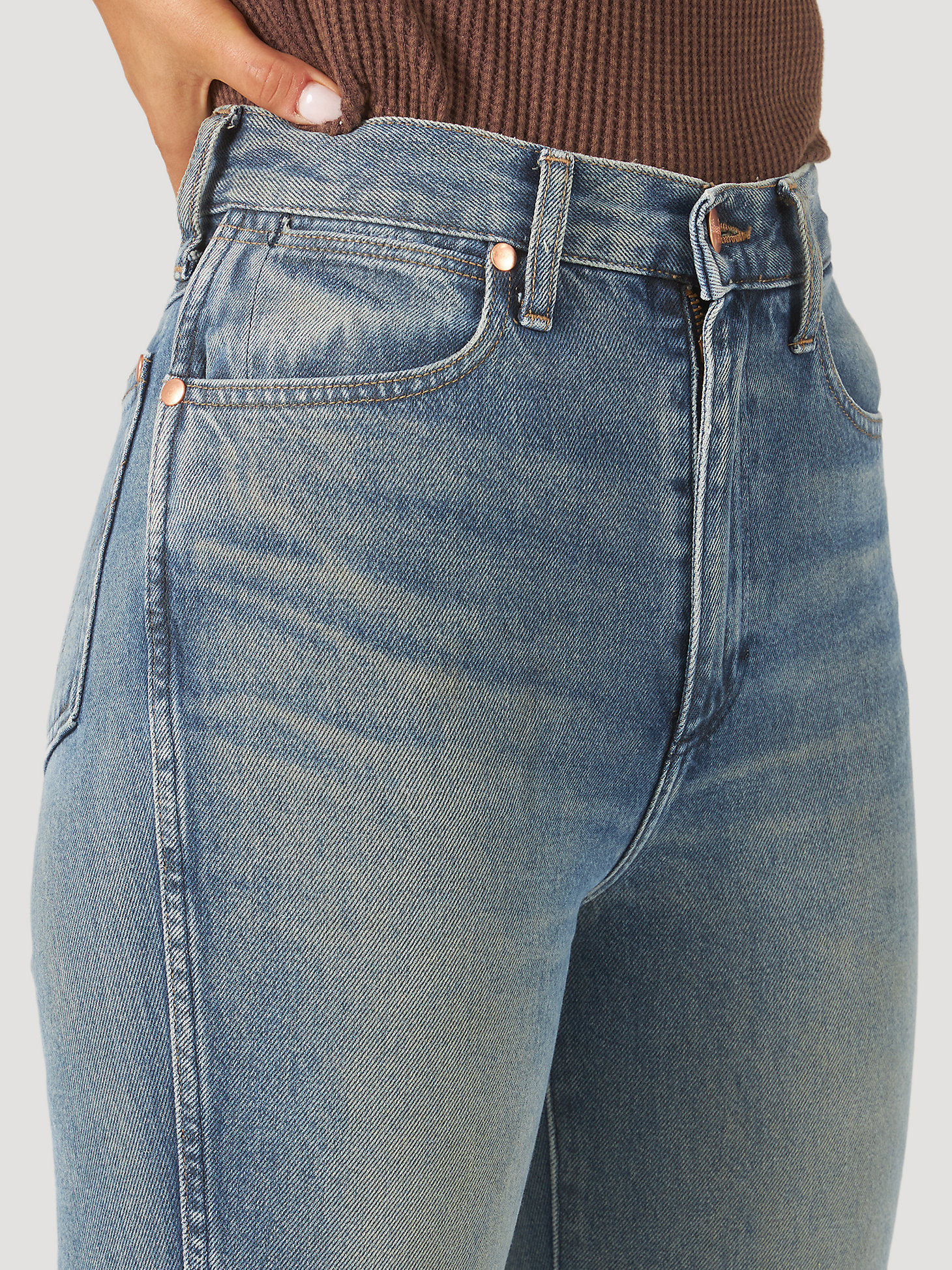 Women's Wrangler® Westward 626 High Rise Bootcut Jean in Peach Tint alternative view 3