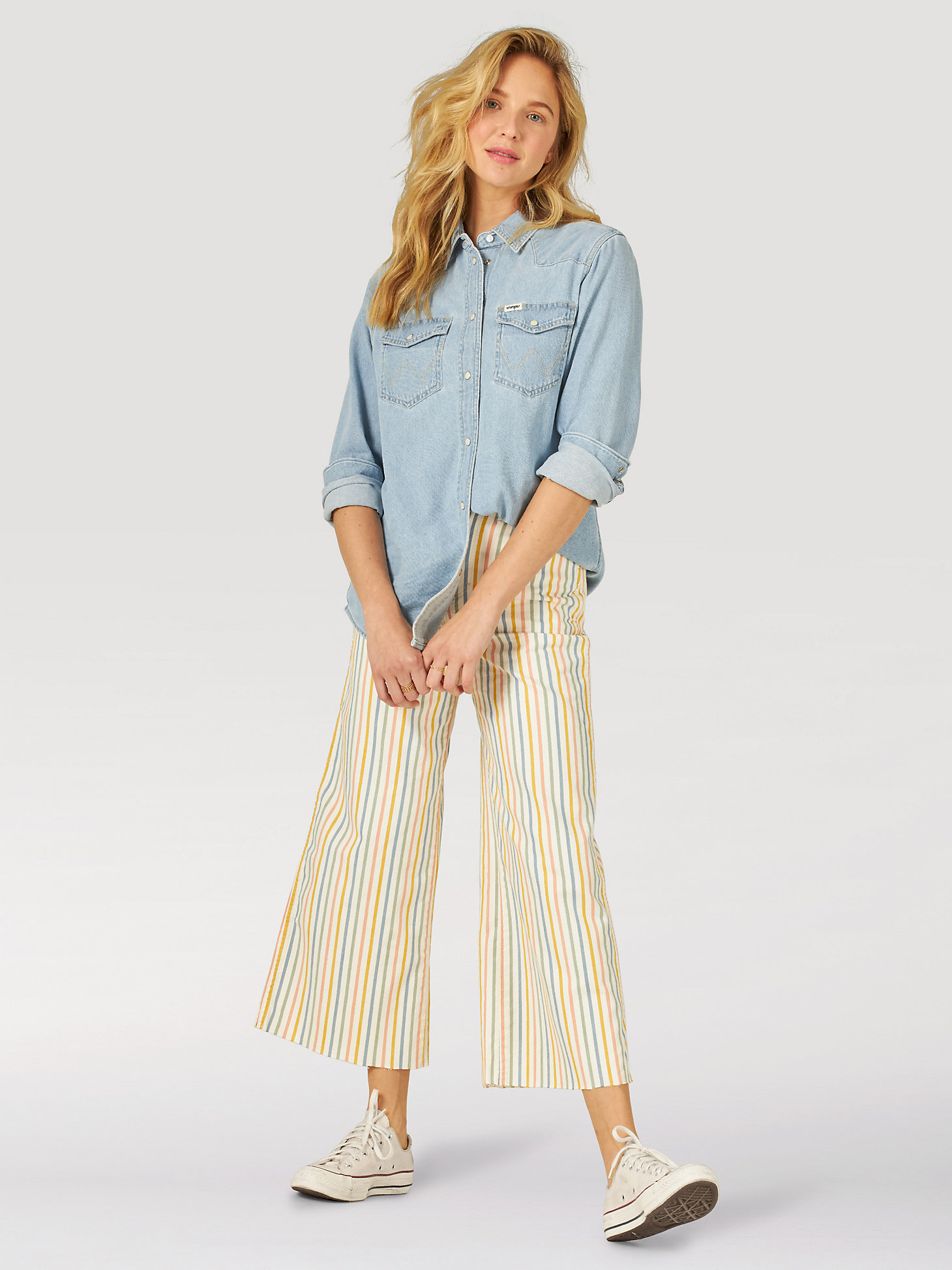 Women's Worldwide 662 Crop Stripe Jean in Rainbow Stripe alternative view 6