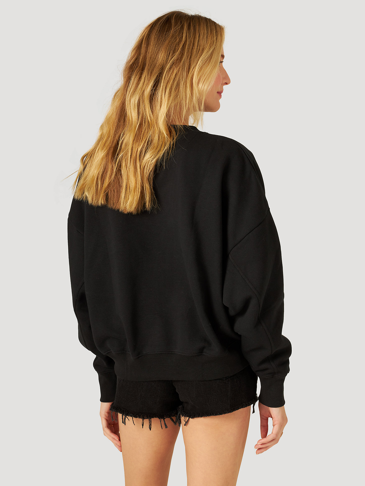 Women's What's Going On Crop Sweatshirt in Worn Black alternative view 1