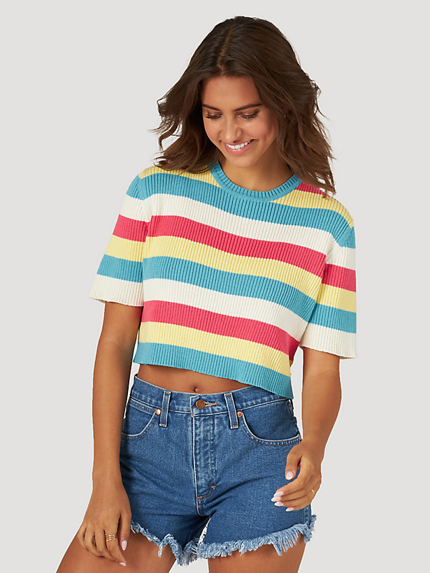 Women's Rainbow Stripe Knit Top