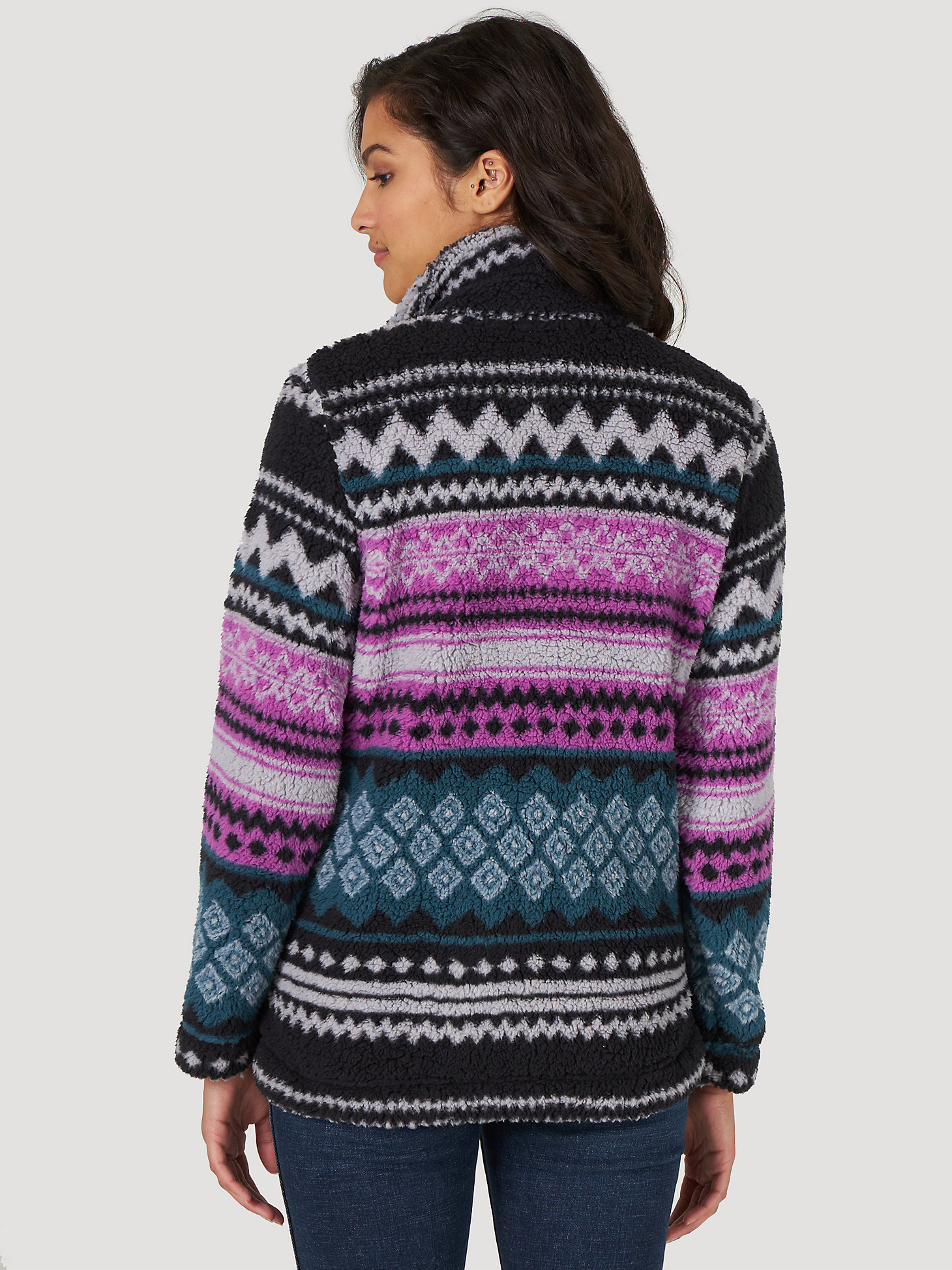Women's Wrangler® Southwest Sherpa Pullover in Purple Multi alternative view 1
