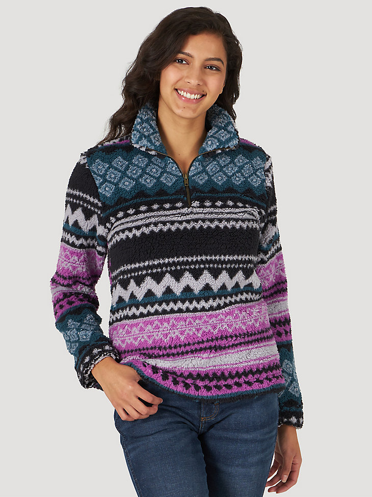 Women's Wrangler® Southwest Sherpa Pullover in Purple Multi main view