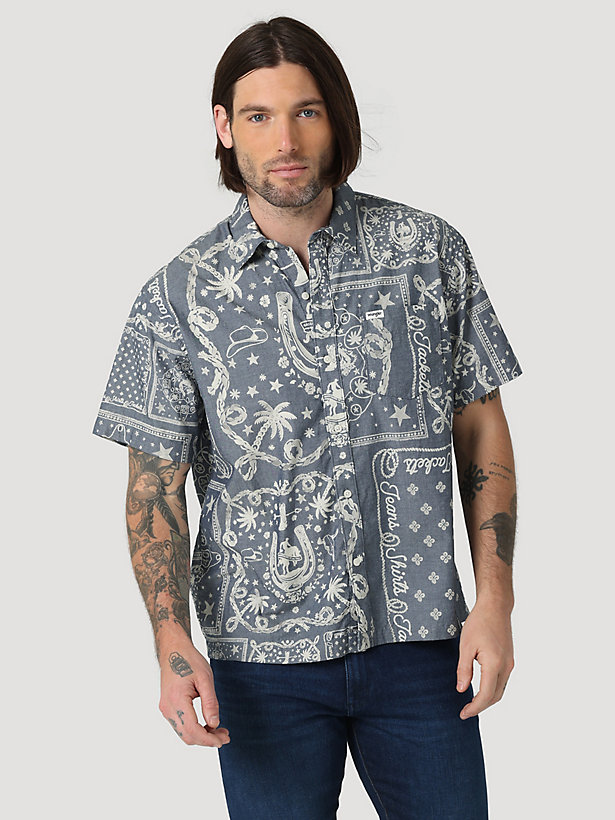 Men's Bandana Print Resort Shirt