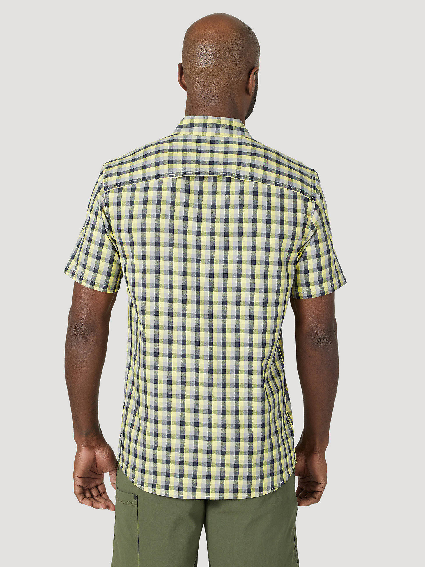 Men's Eco-Friendly Plaid Short Sleeve Camp Shirt in Primrose Yellow alternative view 1