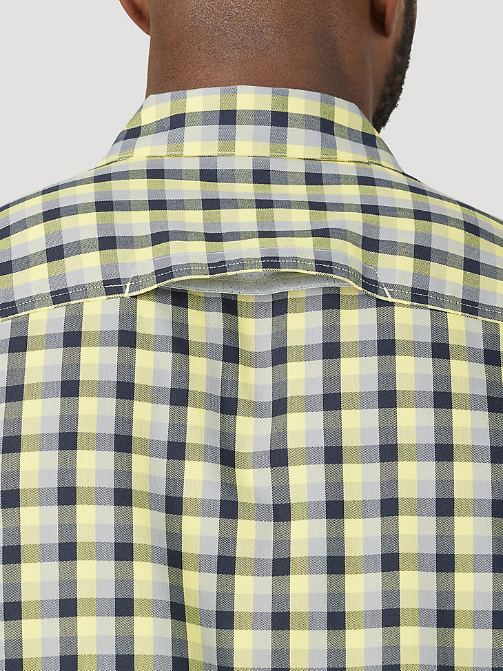 Men's Eco-Friendly Plaid Short Sleeve Camp Shirt in Primrose Yellow alternative view 3
