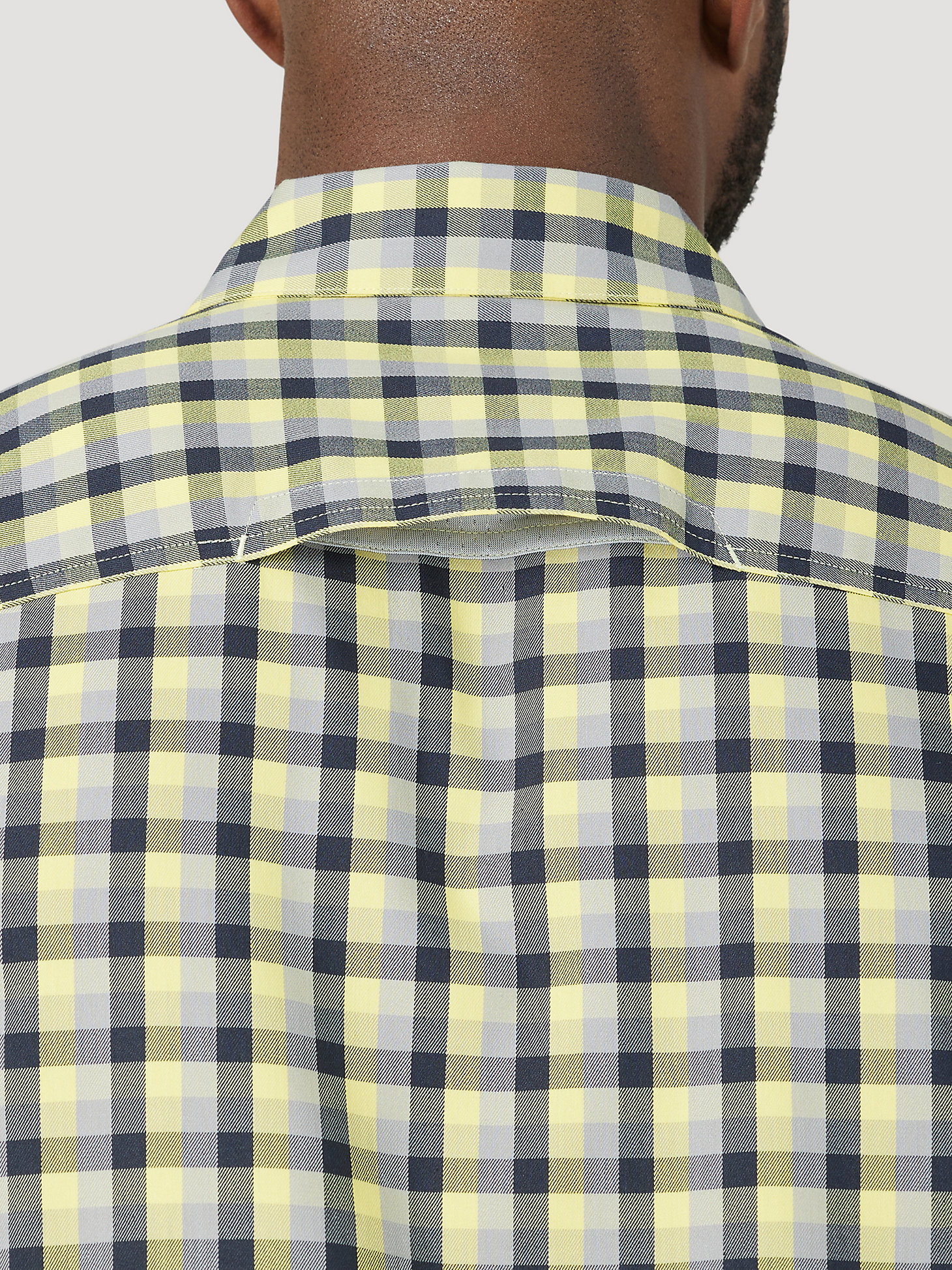 Men's Eco-Friendly Plaid Short Sleeve Camp Shirt in Primrose Yellow alternative view 3