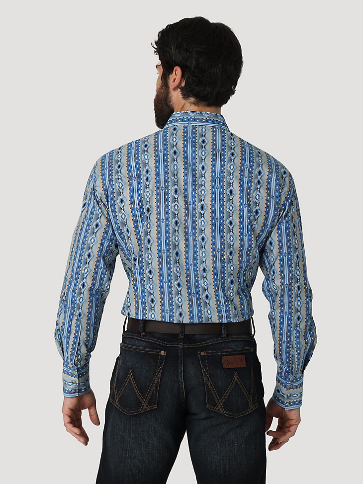 Men's Checotah® Long Sleeve Western Snap Printed Shirt in Bay Blue alternative view
