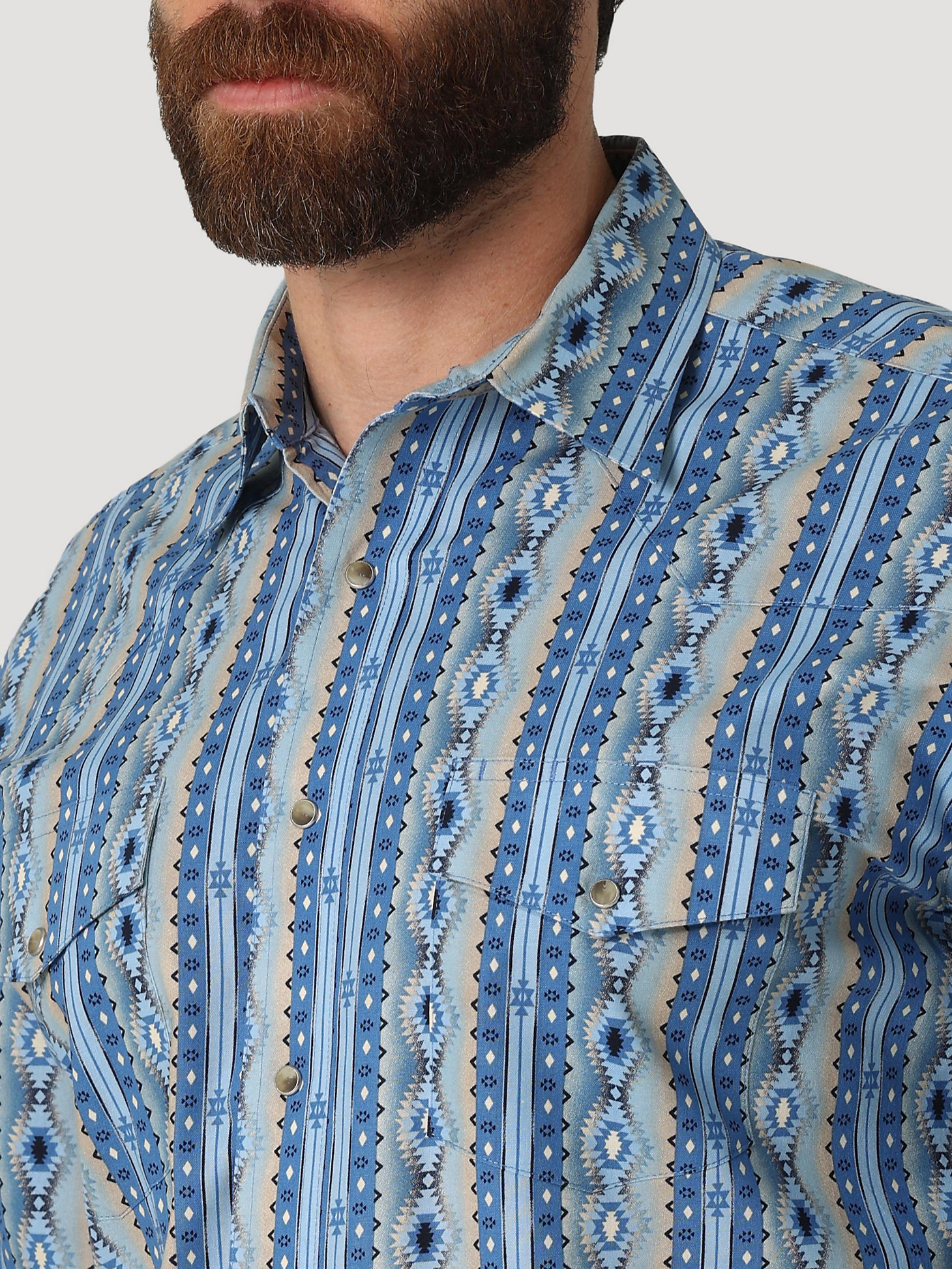 Men's Checotah® Long Sleeve Western Snap Printed Shirt in Bay Blue alternative view 2