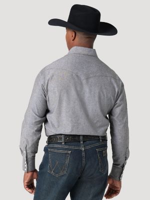 Men's Cowboy Cut Work Chambray Long Sleeve Western Snap Shirt