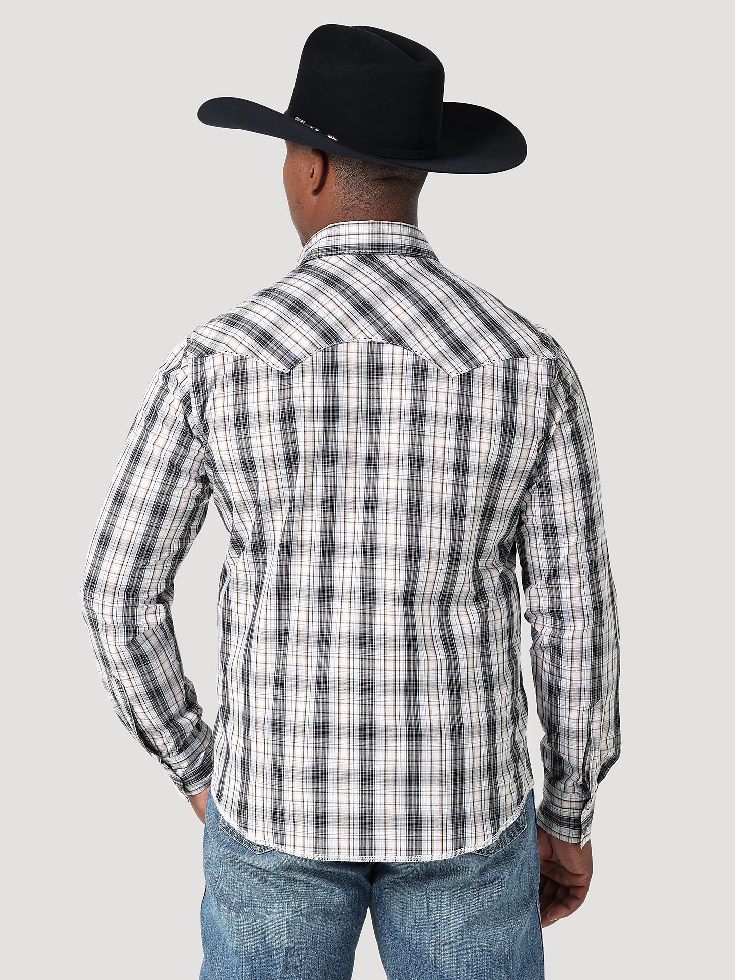 Men's Long Sleeve Fashion Western Snap Plaid Shirt in Squall alternative view 1