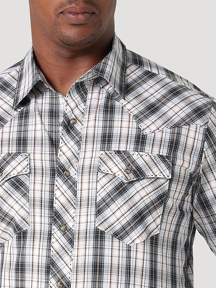 Details about   WRANGLER NEW Blue Plaid Long Sleeve Snap Button Slim Western Shirt Big 2XL QCO 