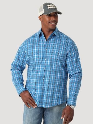 Men's Wrinkle Resist Long Sleeve Western Snap Plaid Shirt, SHIRTS