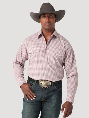 Men's Wrinkle Resist Long Sleeve Western Snap Plaid Shirt