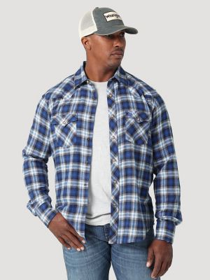 Men's Wrangler Retro® Long Sleeve Flannel Western Snap Plaid Shirt