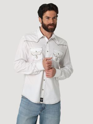 Men's Rock 47® by Wrangler® Long Sleeve Embroidered Yoke Solid