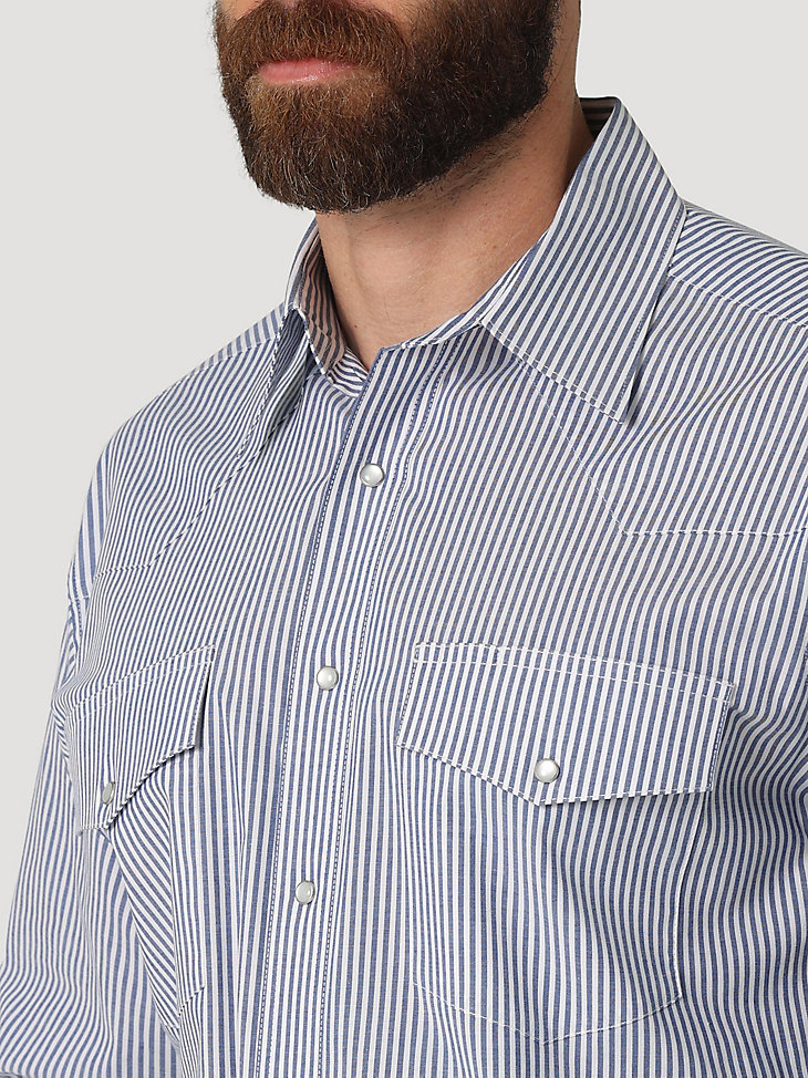 Men's Wrinkle Resist Long Sleeve Western Snap Striped Shirt in Inlet alternative view 2