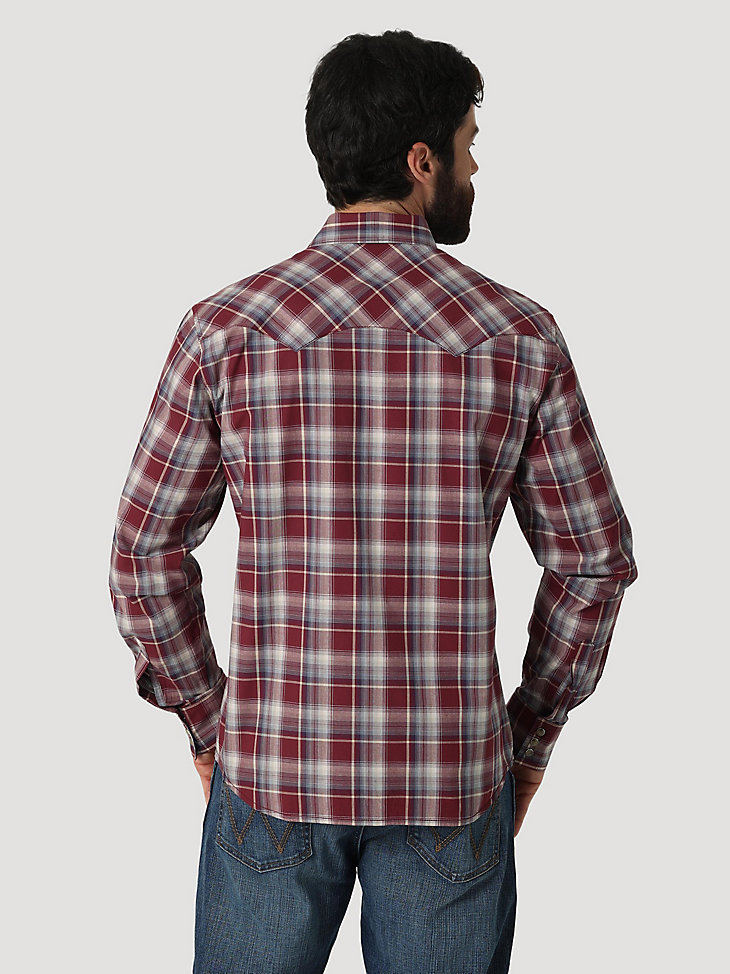 Men's Wrangler Retro® Long Sleeve Sawtooth Snap Pocket Western Shirt in Bourgogne alternative view