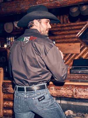 Vintage PBR Wrangler Button up Cowboy Western Shirt Sz L 