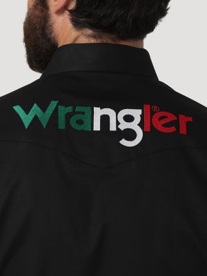 Wrangler® Logo Mexico Long Sleeve Western Snap Shirt