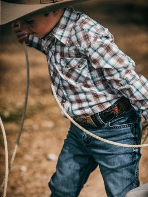 Boy's Wrangler Retro® Western Snap Plaid Shirt with Front Sawtooth Pockets