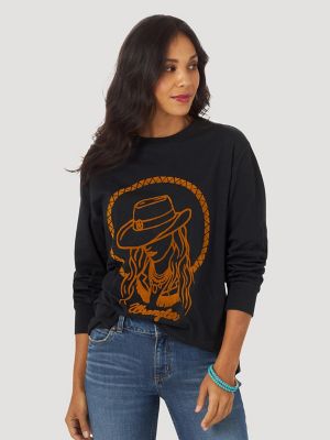 Women's Wrangler Retro Long Sleeve Cowgirl Lasso Graphic Tee