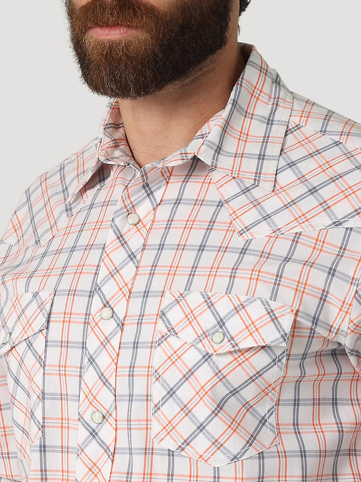 Wrangler MJ1450O 20X® Long Sleeve Spread Collar Tonal Solid Shirt /Coral 