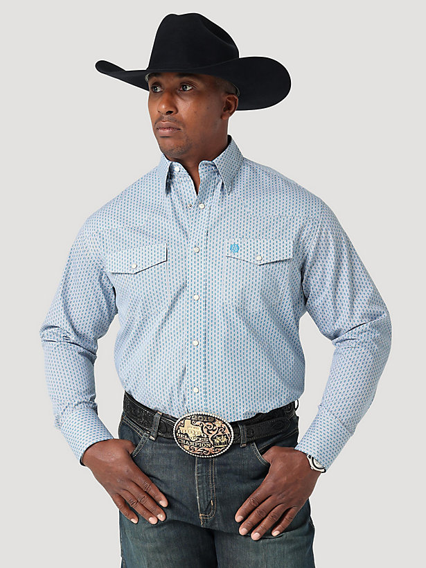 Men's George Strait Troubadour Long Sleeve Western Snap Print Shirt