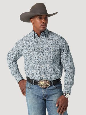 Men's George Strait Troubadour Long Sleeve Western Snap Print Shirt