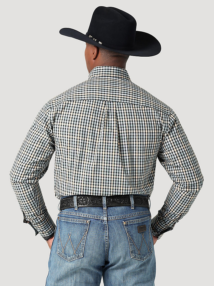 Men's George Strait Long Sleeve Button Down Two Pocket Plaid Shirt in Navy Sea alternative view