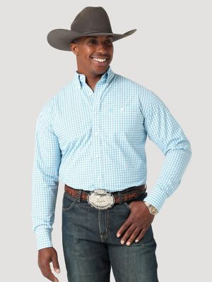 George Strait™ Long Sleeve Button Down- Steel Plaid