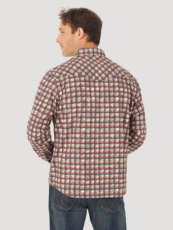 Men's Wrangler Retro® Premium Long Sleeve Western Snap Overprint Shirt in Ember alternative view