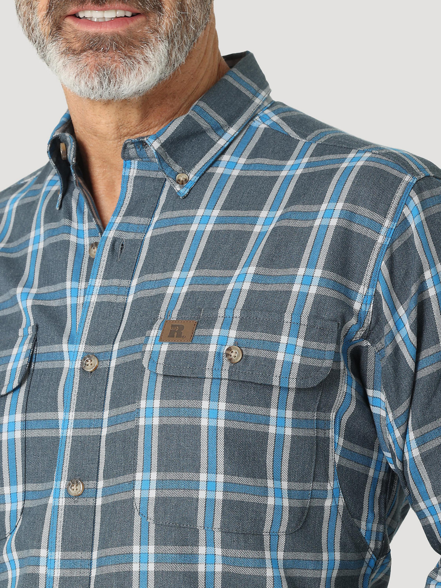 Wrangler® RIGGS Workwear® Long Sleeve Plaid Work Shirt in Downpour alternative view 2