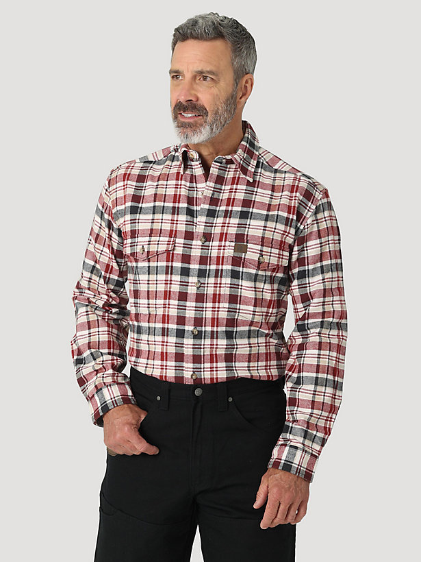 Men's Wrangler® RIGGS Workwear® Heavy Weight Flannel Button Down Plaid Work Shirt