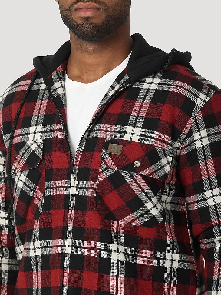 Wrangler Flannel Shirt Jacket Men's Hooded Plaid Patterned Quilted Snap  Button | Mens Warm Quilted Lined Cotton Jackets With Hood Button Down  Zipper Long Sleeve Plaid 