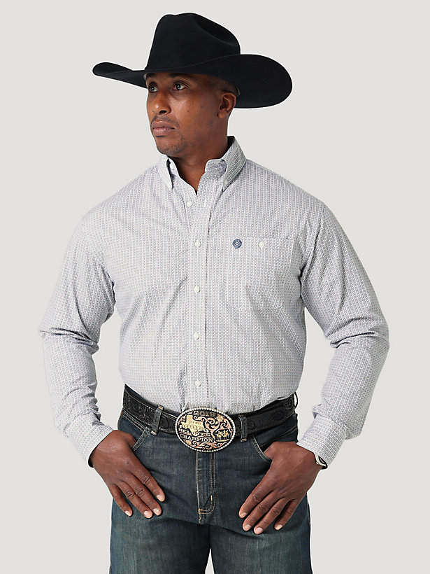 Men's George Strait Long Sleeve Button Down One Pocket Printed Shirt