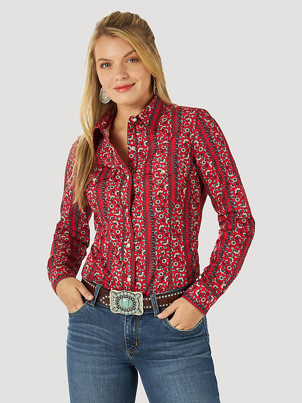 Women's Wrangler Retro® Americana Floral Stripe Snap Shirt