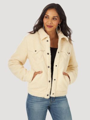 Women's Wrangler® Retro Cozy Sherpa Snap Jacket | The Monarch Look |  Wrangler®
