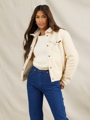 Women's Wrangler® Retro Cozy Sherpa Snap Jacket | The Monarch Look |  Wrangler®