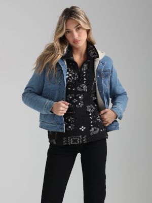 Women's Wrangler® Sherpa Lined Hooded Denim Jacket | The Monarch Look |  Wrangler®